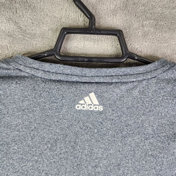 Women's Adidas Heathered Gray Crop Top Shirt Short Sleeve Crew Neck Logo S - Picture 8 of 11
